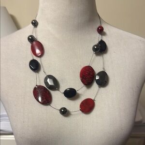 Elegant Red and Black Beaded Necklace